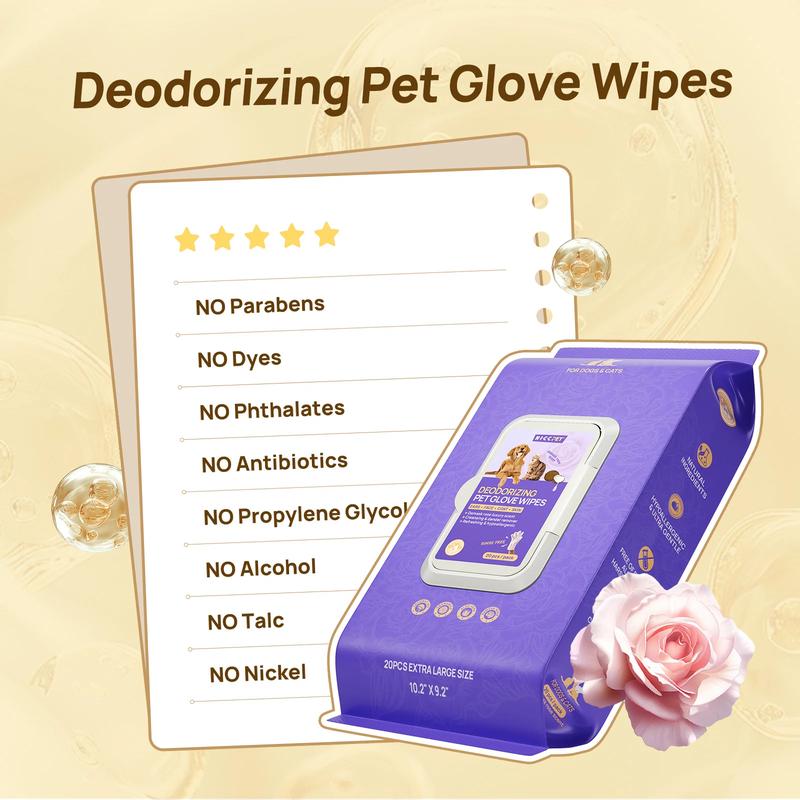 PurePaws Deodorizing Pet Glove Wipes (6 Pack)